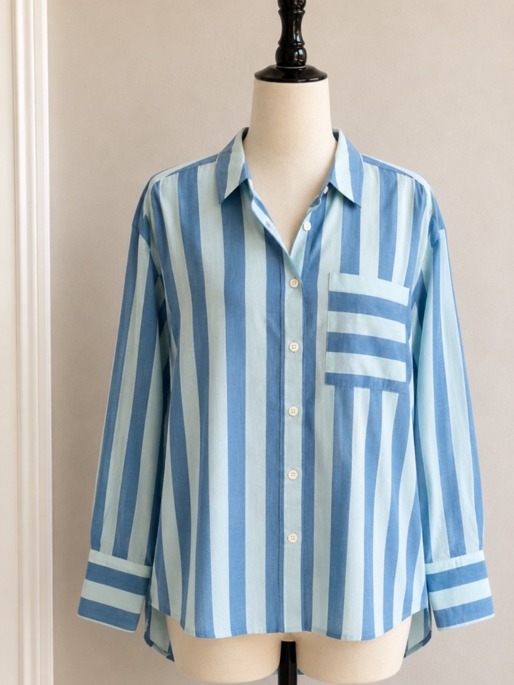 Light Blue Striped Button-Down Shirt